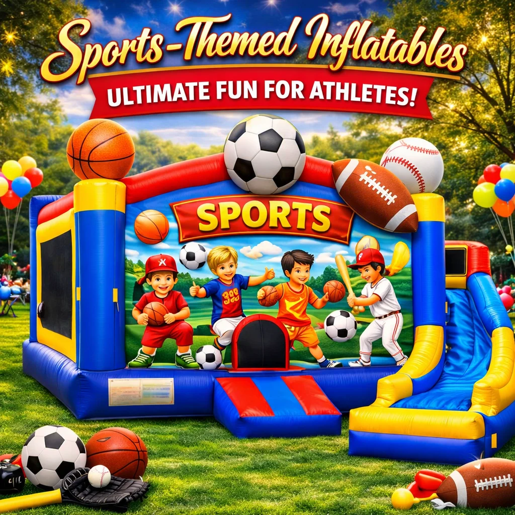 Sports-themed inflatable bounce house rental for team parties in Aurora, IL
